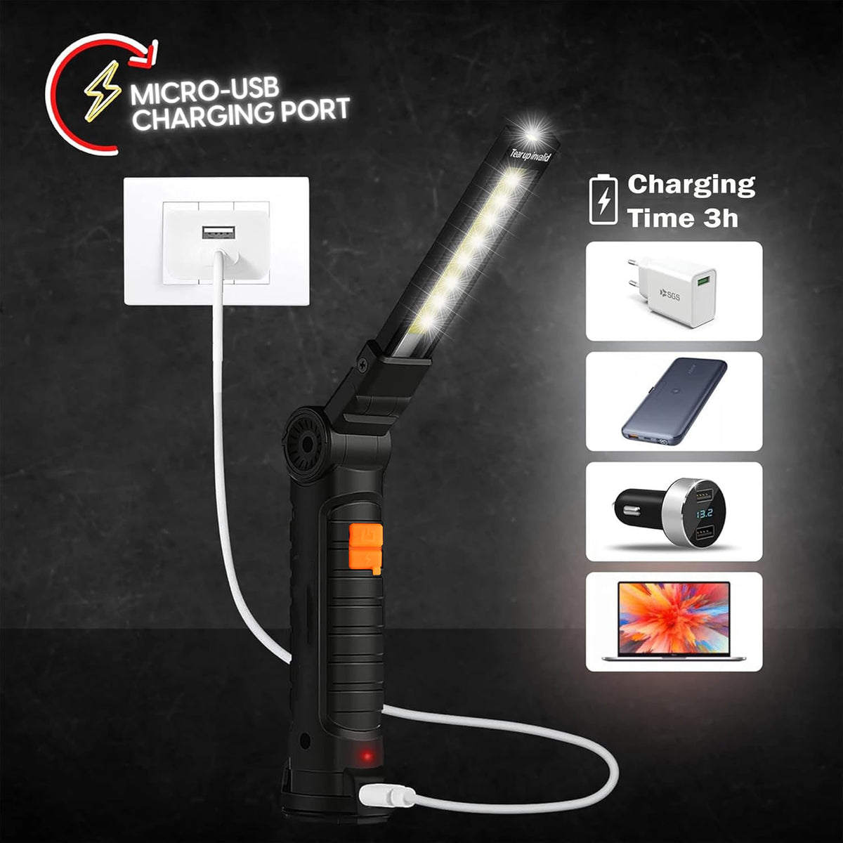 Rechargeable Adjustable Big Led Work Light (1 Pc)